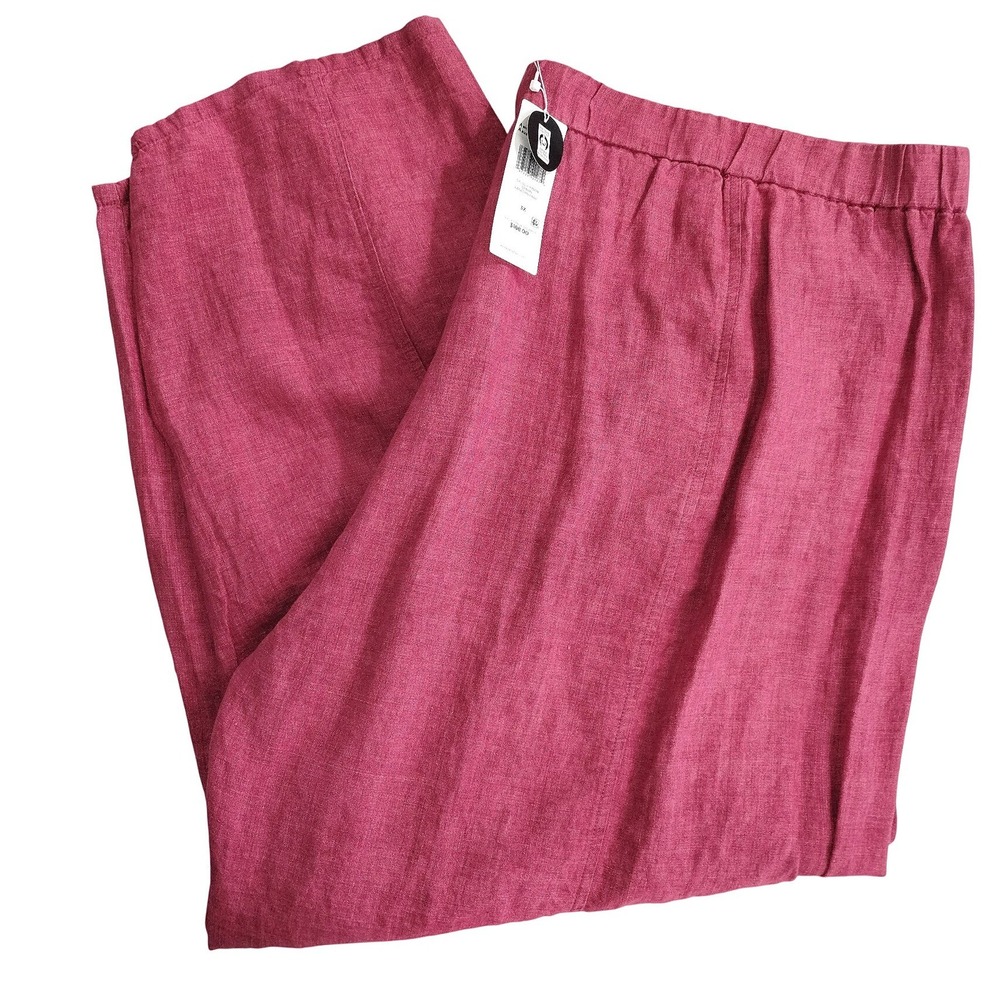 Eileen Fisher Womens Plus Size 3X‎ Pink Linen Pull-On Pants NWT $188 - Picture 2 of 13